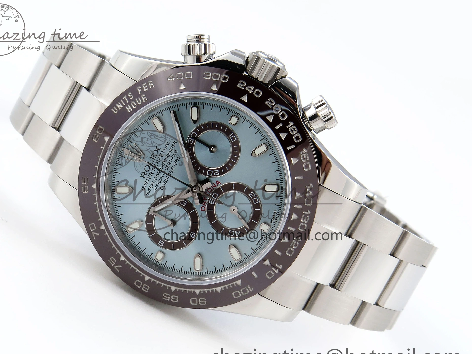 MiroTime 0307 TimelessDesign DAYTONA 116506 SS OMF BEST EDITION ICE BLUE DIAL ON SS BRACELET A7750 (SLIM MOVEMENT) 1811
